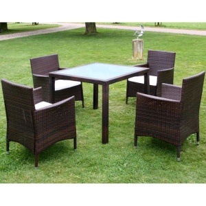 Set mobilier de exterior cu perne, 5 piese, maro, poliratan
