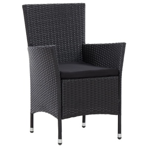 Set mobilier de exterior cu perne, 5 piese, negru, poliratan - Img 8