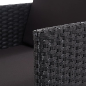 Set mobilier de exterior cu perne, 5 piese, negru, poliratan - Img 11
