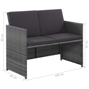 Set mobilier de exterior cu perne, 6 piese, gri, poliratan - Img 11