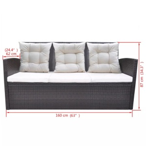 Set mobilier de exterior cu perne, 6 piese, maro, poliratan - Img 7