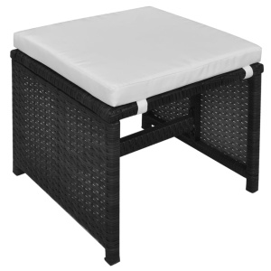 Set mobilier de exterior cu perne, 6 piese, negru, poliratan - Img 7