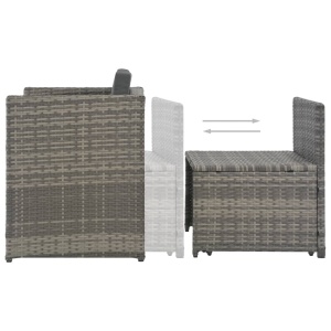 Set mobilier de exterior cu perne, 7 piese, gri, poliratan - Img 7