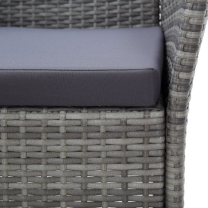 Set mobilier de exterior cu perne, 7 piese, gri, poliratan - Img 9