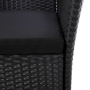 Set mobilier de exterior cu perne, 7 piese, negru, poliratan - Img 11
