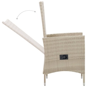 Set mobilier de exterior cu perne, 9 piese, bej, poliratan - Img 7