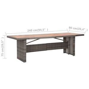 Set mobilier de exterior cu perne, 9 piese, gri, poliratan - Img 11