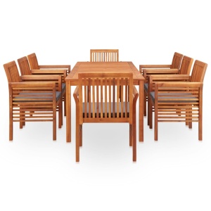 Set mobilier de exterior cu perne 9 piese, lemn masiv de acacia - Img 3