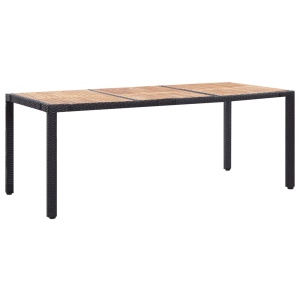 Set mobilier de exterior cu perne, 9 piese, negru, poliratan - Img 2