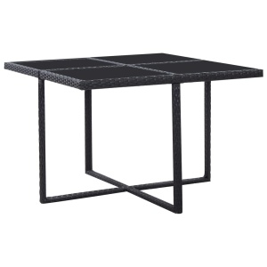 Set mobilier de exterior cu perne, 9 piese, negru, poliratan - Img 6