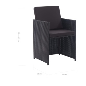 Set mobilier de exterior cu perne, 9 piese, negru, poliratan - Img 9
