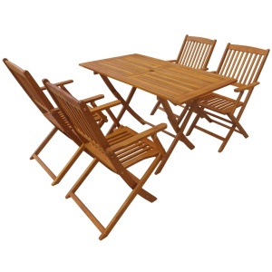 Set mobilier de exterior pliabil, 5 piese, lemn masiv de acacia
