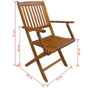 Set mobilier de exterior pliabil, 5 piese, lemn masiv de acacia - Img 9