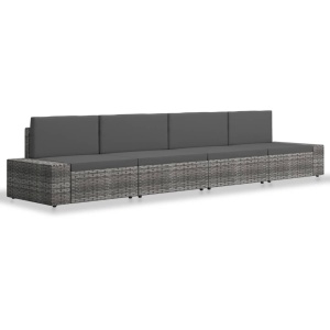 Set mobilier de grădină, 4 piese, gri, poliratan - Img 2