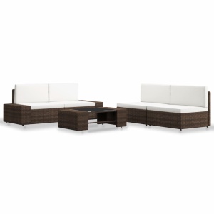 Set mobilier de grădină, 5 piese, maro, poliratan