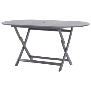 Set mobilier de grădină, 7 piese, gri, lemn masiv de acacia - Img 4