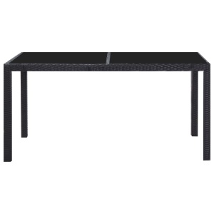 Set mobilier de grădină, 7 piese, negru, poliratan - Img 3