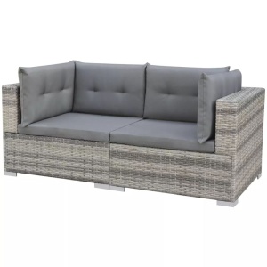 Set mobilier de grădină cu perne, 10 piese, gri, poliratan - Img 8