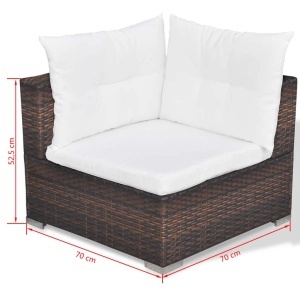 Set mobilier de grădină cu perne, 10 piese, maro, poliratan - Img 10