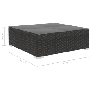 Set mobilier de grădină cu perne, 10 piese, negru, poliratan - Img 11