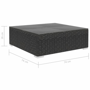 Set mobilier de grădină cu perne, 12 piese, negru, poliratan - Img 9