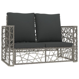Set mobilier de grădină cu perne, 2 piese, gri, poliratan - Img 4