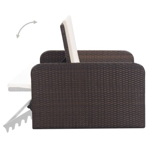 Set mobilier de grădină cu perne, 2 piese, maro, poliratan - Img 7