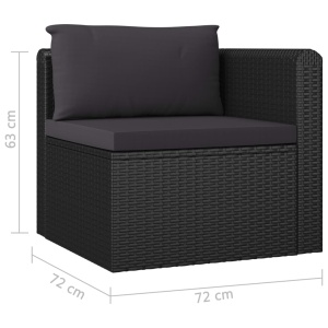 Set mobilier de grădină cu perne, 2 piese, negru, poliratan - Img 6