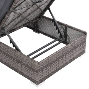 Set mobilier de grădină cu perne, 3 piese, gri, poliratan - Img 7