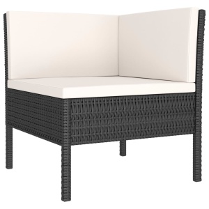 Set mobilier de grădină cu perne, 3 piese, negru, poliratan - Img 3