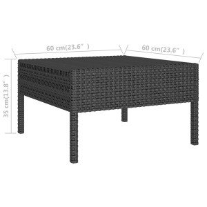 Set mobilier de grădină cu perne, 3 piese, negru, poliratan - Img 7