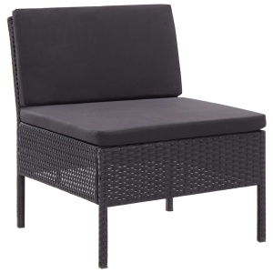 Set mobilier de grădină cu perne, 3 piese, negru, poliratan - Img 7