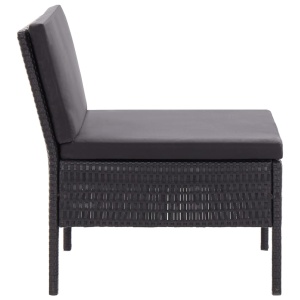 Set mobilier de grădină cu perne, 3 piese, negru, poliratan - Img 5