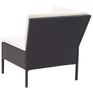Set mobilier de grădină cu perne, 3 piese, negru, poliratan - Img 8