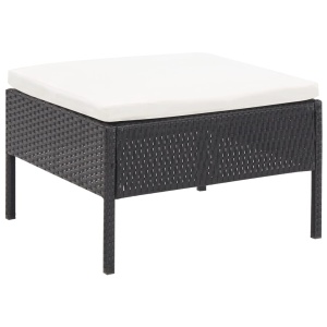 Set mobilier de grădină cu perne, 3 piese, negru, poliratan - Img 9