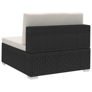 Set mobilier de grădină cu perne, 3 piese, negru, poliratan - Img 11