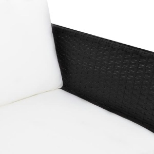 Set mobilier de grădină cu perne, 3 piese, negru, poliratan - Img 7