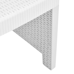 Set mobilier de grădină cu perne, 4 piese, alb, plastic - Img 11