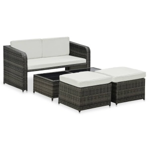 Set mobilier de grădină cu perne, 4 piese, antracit, poliratan