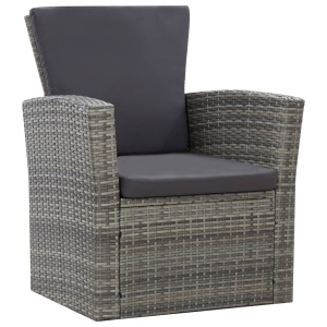 Set mobilier de grădină cu perne, 4 piese, gri, poliratan - Img 2