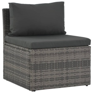 Set mobilier de grădină cu perne, 4 piese, gri, poliratan - Img 7