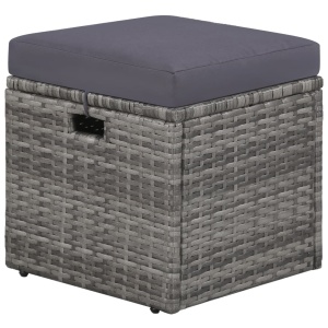 Set mobilier de grădină cu perne, 4 piese, gri, poliratan - Img 5