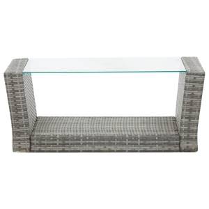 Set mobilier de grădină cu perne, 4 piese, gri, poliratan - Img 10