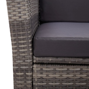 Set mobilier de grădină cu perne, 4 piese, gri, poliratan - Img 12