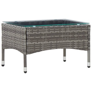 Set mobilier de grădină cu perne, 4 piese, gri, poliratan - Img 9