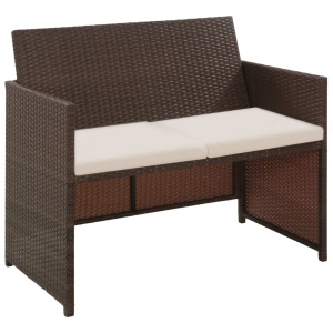 Set mobilier de grădină cu perne, 4 piese, maro, poliratan - Img 2