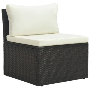 Set mobilier de grădină cu perne, 4 piese, maro, poliratan - Img 6