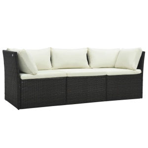 Set mobilier de grădină cu perne, 4 piese, maro, poliratan - Img 8