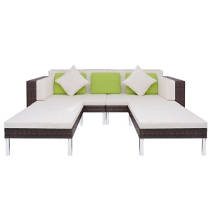 Set mobilier de grădină cu perne, 4 piese, maro, poliratan - Img 6