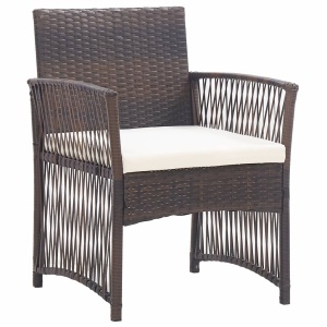 Set mobilier de grădină cu perne, 4 piese, maro, poliratan - Img 11